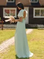 Breathtaking A-line Scoop Short Sleeves Floor-Length Chiffon Bridesmaid Dress
