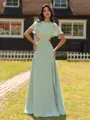 Breathtaking A-line Scoop Short Sleeves Floor-Length Chiffon Bridesmaid Dress