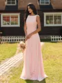 Show-stopping A-line Scoop Ruffles Floor-Length Chiffon Bridesmaid Dress