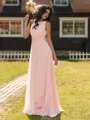 Show-stopping A-line Scoop Ruffles Floor-Length Chiffon Bridesmaid Dress