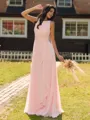 Show-stopping A-line Scoop Ruffles Floor-Length Chiffon Bridesmaid Dress