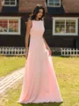Show-stopping A-line Scoop Ruffles Floor-Length Chiffon Bridesmaid Dress