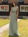 Show-stopping A-line Scoop Ruffles Floor-Length Chiffon Bridesmaid Dress