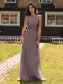 Show-stopping A-line Scoop Ruffles Floor-Length Chiffon Bridesmaid Dress