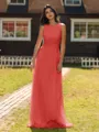 Show-stopping A-line Scoop Ruffles Floor-Length Chiffon Bridesmaid Dress