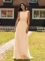 Show-stopping A-line Scoop Ruffles Floor-Length Chiffon Bridesmaid Dress