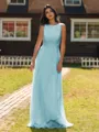 Show-stopping A-line Scoop Ruffles Floor-Length Chiffon Bridesmaid Dress