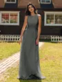 Show-stopping A-line Scoop Ruffles Floor-Length Chiffon Bridesmaid Dress