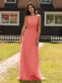 Show-stopping A-line Scoop Ruffles Floor-Length Chiffon Bridesmaid Dress