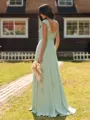 Mesmerizing A-line Scoop Cap Sleeves Appliques Lace Floor-Length Chiffon Bridesmaid Dress
