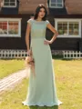 Mesmerizing A-line Scoop Cap Sleeves Appliques Lace Floor-Length Chiffon Bridesmaid Dress
