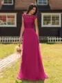 Mesmerizing A-line Scoop Cap Sleeves Appliques Lace Floor-Length Chiffon Bridesmaid Dress