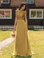 Mesmerizing A-line Scoop Cap Sleeves Appliques Lace Floor-Length Chiffon Bridesmaid Dress