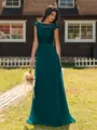 Mesmerizing A-line Scoop Cap Sleeves Appliques Lace Floor-Length Chiffon Bridesmaid Dress