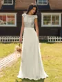 Mesmerizing A-line Scoop Cap Sleeves Appliques Lace Floor-Length Chiffon Bridesmaid Dress