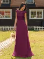 Mesmerizing A-line Scoop Cap Sleeves Appliques Lace Floor-Length Chiffon Bridesmaid Dress