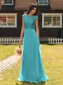 Mesmerizing A-line Scoop Cap Sleeves Appliques Lace Floor-Length Chiffon Bridesmaid Dress
