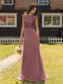 Mesmerizing A-line Scoop Cap Sleeves Appliques Lace Floor-Length Chiffon Bridesmaid Dress