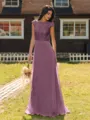 Mesmerizing A-line Scoop Cap Sleeves Appliques Lace Floor-Length Chiffon Bridesmaid Dress