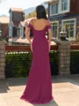 Striking Sheath Off-the-Shoulder Pleated Floor-Length Chiffon Bridesmaid Dress