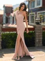 Aristocratic Sheath One-Shoulder Pleated Sweep Train Chiffon Bridesmaid Dress