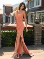 Aristocratic Sheath One-Shoulder Pleated Sweep Train Chiffon Bridesmaid Dress