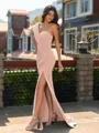 Aristocratic Sheath One-Shoulder Pleated Sweep Train Chiffon Bridesmaid Dress