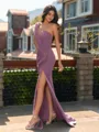 Aristocratic Sheath One-Shoulder Pleated Sweep Train Chiffon Bridesmaid Dress