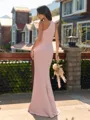 Magnificent Sheath One-Shoulder Bow Floor-Length Stretch Crepe Bridesmaid Dress