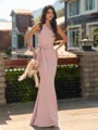 Magnificent Sheath One-Shoulder Bow Floor-Length Stretch Crepe Bridesmaid Dress