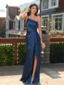 Unforgettable Sheath One-Shoulder Ruffles Floor-Length Silk Like Satin Bridesmaid Dress