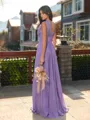 Fashion-forward A-line V-Neck Pleated Floor-Length Chiffon Bridesmaid Dress