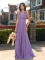 Fashion-forward A-line V-Neck Pleated Floor-Length Chiffon Bridesmaid Dress