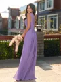Fashion-forward A-line V-Neck Pleated Floor-Length Chiffon Bridesmaid Dress
