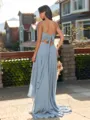 Pretty A-line V-Neck Pleated Asymmetrical Chiffon Bridesmaid Dress