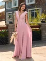 Unique A-line V-Neck Cap Sleeves Appliques Lace Floor-Length Chiffon Bridesmaid Dress