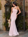 Stunning Sheath/Column One-Shoulder Sleeveless Floor-Length Stretch Crepe Sexy Bridesmaid Dresses
