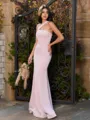 Stunning Sheath/Column One-Shoulder Sleeveless Floor-Length Stretch Crepe Sexy Bridesmaid Dresses