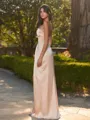 Glamorous Sheath One-Shoulder Pleated Floor-Length Silk like Satin Bridesmaid Dress