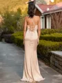 Fashion Sheath Spaghetti Straps Pleated Floor-Length Silk like Satin Corset Bridesmaid Dress