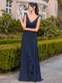 Charming A-line V-Neck Ruffles Floor-Length Chiffon Bridesmaid Dress