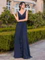 Charming A-line V-Neck Ruffles Floor-Length Chiffon Bridesmaid Dress