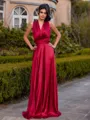 Elegant A-line Bow Floor-Length Silk Like Satin Convertible Bridesmaid Dress
