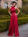 Elegant A-line Bow Floor-Length Silk Like Satin Convertible Bridesmaid Dress