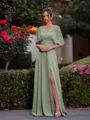 Perfect A-line Pleated Floor-Length Chiffon Convertible Bridesmaid Dress
