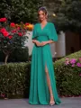 Perfect A-line Pleated Floor-Length Chiffon Convertible Bridesmaid Dress