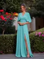 Perfect A-line Pleated Floor-Length Chiffon Convertible Bridesmaid Dress