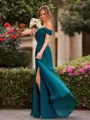 Trendy Sheath Cold Shoulder Pleated Floor-Length Chiffon Bridesmaid Dress