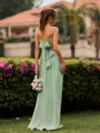 Glam A-line V-Neck Pleated Floor-Length Chiffon Bridesmaid Dress