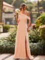 Pretty A-line Bow Floor-Length Chiffon Bridesmaid Dress